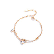 Load image into Gallery viewer, 925 Sterling Silver Plated Rose Gold Fashion Simple Star Geometric Cubic Zirconia Double Layer Bracelet