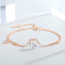 Load image into Gallery viewer, 925 Sterling Silver Plated Rose Gold Fashion Simple Star Geometric Cubic Zirconia Double Layer Bracelet