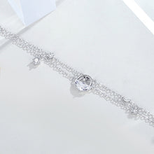 Load image into Gallery viewer, 925 Sterling Silver Fashion Simple Star Geometric Cubic Zirconia Double Layer Bracelet