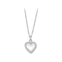 Load image into Gallery viewer, 925 Sterling Silver Simple Fashion Heart Shaped Mother Of Pearl Pendant with Cubic Zirconia and Necklace