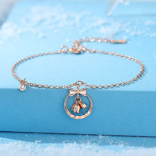 Load image into Gallery viewer, 925 Sterling Silver Plated Rose Gold Fashion Sweet Ribbon Lily Of The Valley Bracelet with Cubic Zirconia