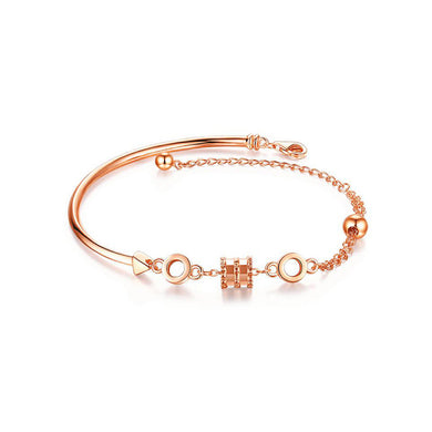 925 Sterling Silver Plated Rose Gold Fashion Temperament Small Waist Geometric Bracelet