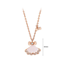 Load image into Gallery viewer, 925 Sterling Silver Plated Rose Gold Fashion Sweet Ribbon Small Skirt Mother-of-pearl Pendant with Cubic Zirconia and Necklace