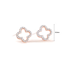 Load image into Gallery viewer, 925 Sterling Silver Plated Rose Gold Simple Fashion Hollow Four-leafed Clover Stud Earrings with Cubic Zirconia