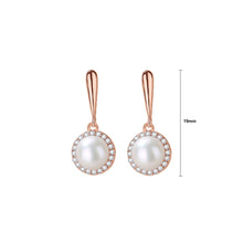 Load image into Gallery viewer, 925 Sterling Silver Plated Rose Gold Fashion Elegant Geometric Imitation Pearl Earrings with Cubic Zirconia