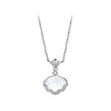 Load image into Gallery viewer, 925 Sterling Silver Simple and Elegant Shell Mother-of-Pearl Pendant with Cubic Zirconia and Necklace