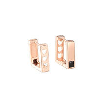 Load image into Gallery viewer, 925 Sterling Silver Plated Rose Gold Simple Personality Heart-shaped Pattern Geometric Square Earrings with Cubic Zirconia