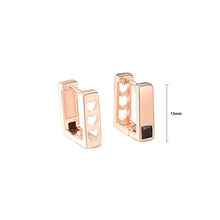 Load image into Gallery viewer, 925 Sterling Silver Plated Rose Gold Simple Personality Heart-shaped Pattern Geometric Square Earrings with Cubic Zirconia