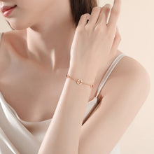 Load image into Gallery viewer, 925 Sterling Silver Plated Rose Gold Fashion Simple Four-leafed Clover Red Imitation Agate Bracelet