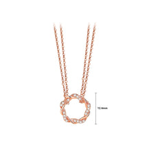 Load image into Gallery viewer, 925 Sterling Silver Plated Rose Gold Fashion Simple Hollow Flower Pendant with Cubic Zirconia and Necklace