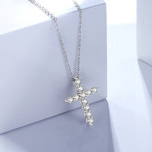 Load image into Gallery viewer, 925 Sterling Silver Fashion Brilliant Cross Pendant with Cubic Zirconia and Necklace