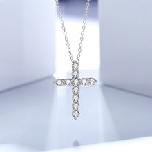 Load image into Gallery viewer, 925 Sterling Silver Fashion Brilliant Cross Pendant with Cubic Zirconia and Necklace