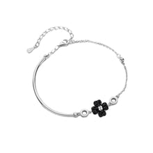 Load image into Gallery viewer, 925 Sterling Silver Fashion Brilliant Four-leafed Clover Black Cubic Zirconia Geometric Bracelet