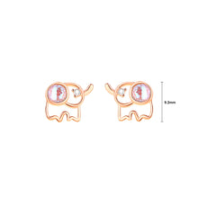 Load image into Gallery viewer, 925 Sterling Silver Plated Rose Gold Lovely Simple Hollow Elephant Stud Earrings with Cubic Zirconia