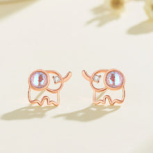 Load image into Gallery viewer, 925 Sterling Silver Plated Rose Gold Lovely Simple Hollow Elephant Stud Earrings with Cubic Zirconia