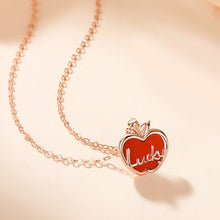 Load image into Gallery viewer, 925 Sterling Silver Plated Rose Gold Simple and Sweet Christmas Apple Lucky Pendant with Red Imitation Agate and Necklace