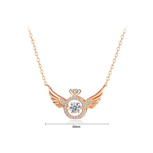 Load image into Gallery viewer, 925 Sterling Silver Plated Rose Gold Fashion Temperament Angel Wings Pendant with Cubic Zirconia and Necklace