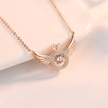 Load image into Gallery viewer, 925 Sterling Silver Plated Rose Gold Fashion Temperament Angel Wings Pendant with Cubic Zirconia and Necklace
