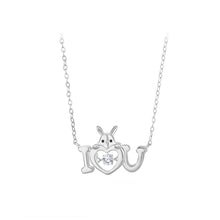 Load image into Gallery viewer, 925 Sterling Silver Romantic Lovely Heart Rabbit Pendant with Cubic Zirconia and Necklace
