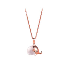 Load image into Gallery viewer, 925 Sterling Silver Plated Rose Gold Simple Cute Elephant Mother-of-pearl Pendant with Necklace