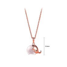 Load image into Gallery viewer, 925 Sterling Silver Plated Rose Gold Simple Cute Elephant Mother-of-pearl Pendant with Necklace