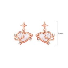 Load image into Gallery viewer, 925 Sterling Silver Plated Rose Gold Simple Romantic Star Heart-Shaped Mother-of-Pearl Stud Earrings with Cubic Zirconia