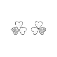 Load image into Gallery viewer, 925 Sterling Silver Fashion Simple Three-leafed Clover Mother-of-Pearl Stud Earrings with Cubic Zirconia