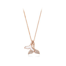 Load image into Gallery viewer, 925 Sterling Silver Plated Rose Gold Fashion Simple Mermaid Mother-of-pearl Pendant with Cubic Zirconia and Necklace