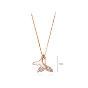 925 Sterling Silver Plated Rose Gold Fashion Simple Mermaid Mother-of-pearl Pendant with Cubic Zirconia and Necklace