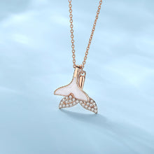 Load image into Gallery viewer, 925 Sterling Silver Plated Rose Gold Fashion Simple Mermaid Mother-of-pearl Pendant with Cubic Zirconia and Necklace