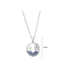 Load image into Gallery viewer, 925 Sterling Silver Fashion Temperament Koi Enamel Water Geometric Pendant with Imitation Pearl and Necklace