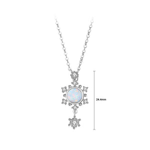 925 Sterling Silver Fashion Simple Snowflake Pendant with Cubic Zirconia and Necklace
