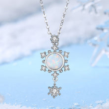 Load image into Gallery viewer, 925 Sterling Silver Fashion Simple Snowflake Pendant with Cubic Zirconia and Necklace
