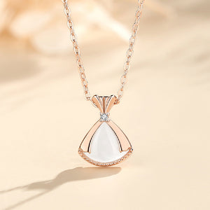 925 Sterling Silver Plated Rose Gold Fashion Temperament Dress Mother-of-pearl Pendant with Cubic Zirconia and Necklace