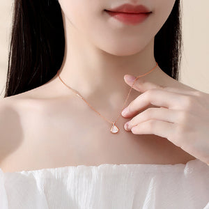 925 Sterling Silver Plated Rose Gold Fashion Temperament Dress Mother-of-pearl Pendant with Cubic Zirconia and Necklace