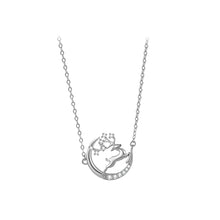Load image into Gallery viewer, 925 Sterling Silver Fashion Temperament Elk Moon Pendant with Cubic Zirconia and Necklace