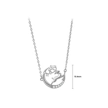 Load image into Gallery viewer, 925 Sterling Silver Fashion Temperament Elk Moon Pendant with Cubic Zirconia and Necklace