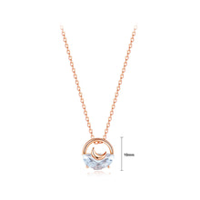 Load image into Gallery viewer, 925 Sterling Silver Plated Rose Gold Simple Fashion Moon Hollow Geometric Pendant with Cubic Zirconia and Necklace