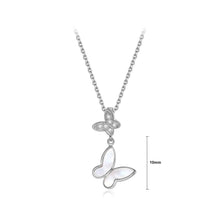 Load image into Gallery viewer, 925 Sterling Silver Fashion Double Butterfly Mother-of-pearl Pendant with Cubic Zirconia and Necklace