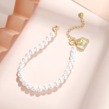 Load image into Gallery viewer, 925 Sterling Silver Plated Gold Fashion Vintage Money Pouch Imitation Pearl Beaded Bracelet