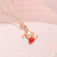 Load image into Gallery viewer, 925 Sterling Silver Plated Rose Gold Simple Cute Rabbit Heart Shape Pendant with Necklace