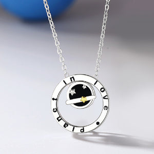 925 Sterling Silver Fashion Fashion Personality Hollow Planet Pendant with Necklace
