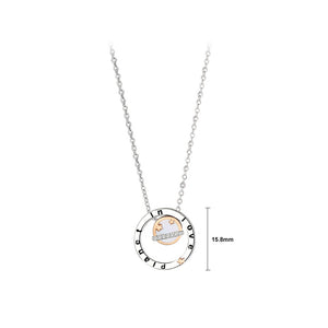 925 Sterling Silver Fashion Fashion Personality Hollow Planet Pendant with Cubic Zirconia and Necklace