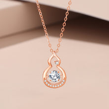 Load image into Gallery viewer, 925 Sterling Silver Plated Rose Gold Simple Fashion Hollow Gourd Pendant with Cubic Zirconia and Necklace
