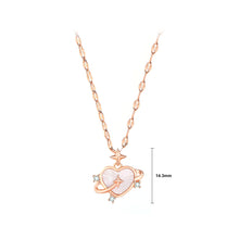 Load image into Gallery viewer, 925 Sterling Silver Plated Rose Gold Simple Romantic Star Heart Mother-of-Pearl Pendant with Cubic Zirconia and Necklace