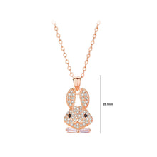Load image into Gallery viewer, 925 Sterling Silver Plated Rose Gold Fashion Brilliant Rabbit Pendant with Cubic Zirconia and Necklace