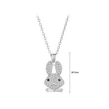Load image into Gallery viewer, 925 Sterling Silver Fashion Brilliant Rabbit Pendant with Cubic Zirconia and Necklace