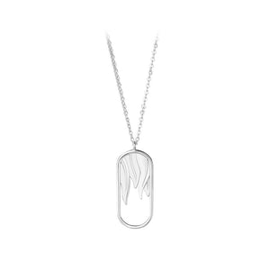 925 Sterling Silver Fashion Creative Eucalyptus Leaf Geometric Pendant with Necklace