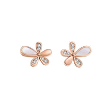 Load image into Gallery viewer, 925 Sterling Silver Plated Rose Gold Simple Fashion Flower Mother-of-pearl Stud Earrings with Cubic Zirconia