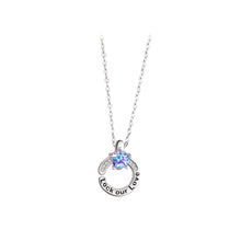 Load image into Gallery viewer, 925 Sterling Silver Simple Romantic Couple Star Geometric Circle Pendant with Cubic Zirconia and Necklace